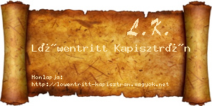 Löwentritt Kapisztrán névjegykártya